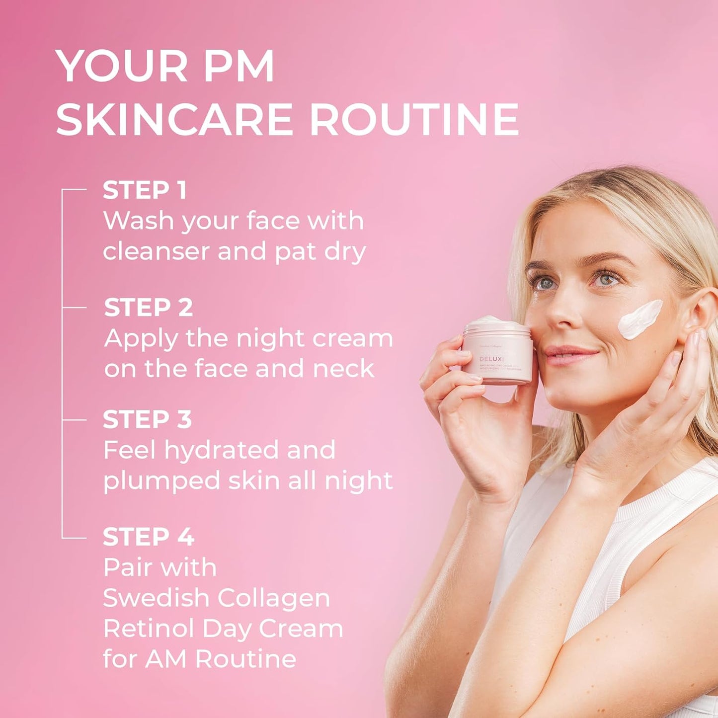 Swedish Collagen Deluxe, 50 ml | Anti-Aging Night Cream with Retinol, Collagen Peptides, Vitamin E and Niacinamide | Skin Treatment and Face Moisturiser for Hydration and Skin Health