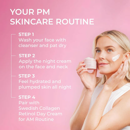 Swedish Collagen Deluxe, 50 ml | Anti-Aging Night Cream with Retinol, Collagen Peptides, Vitamin E and Niacinamide | Skin Treatment and Face Moisturiser for Hydration and Skin Health