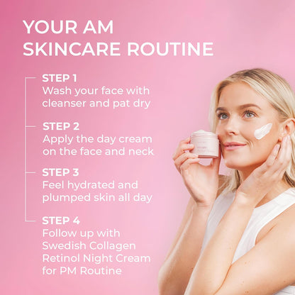 Swedish Collagen Deluxe, 50 ml | Anti-Aging Day Cream with Retinol, Collagen Peptides, Vitamin E and Aloe Vera | Skin Treatment and Face Moisturiser for Hydration and Skin Health