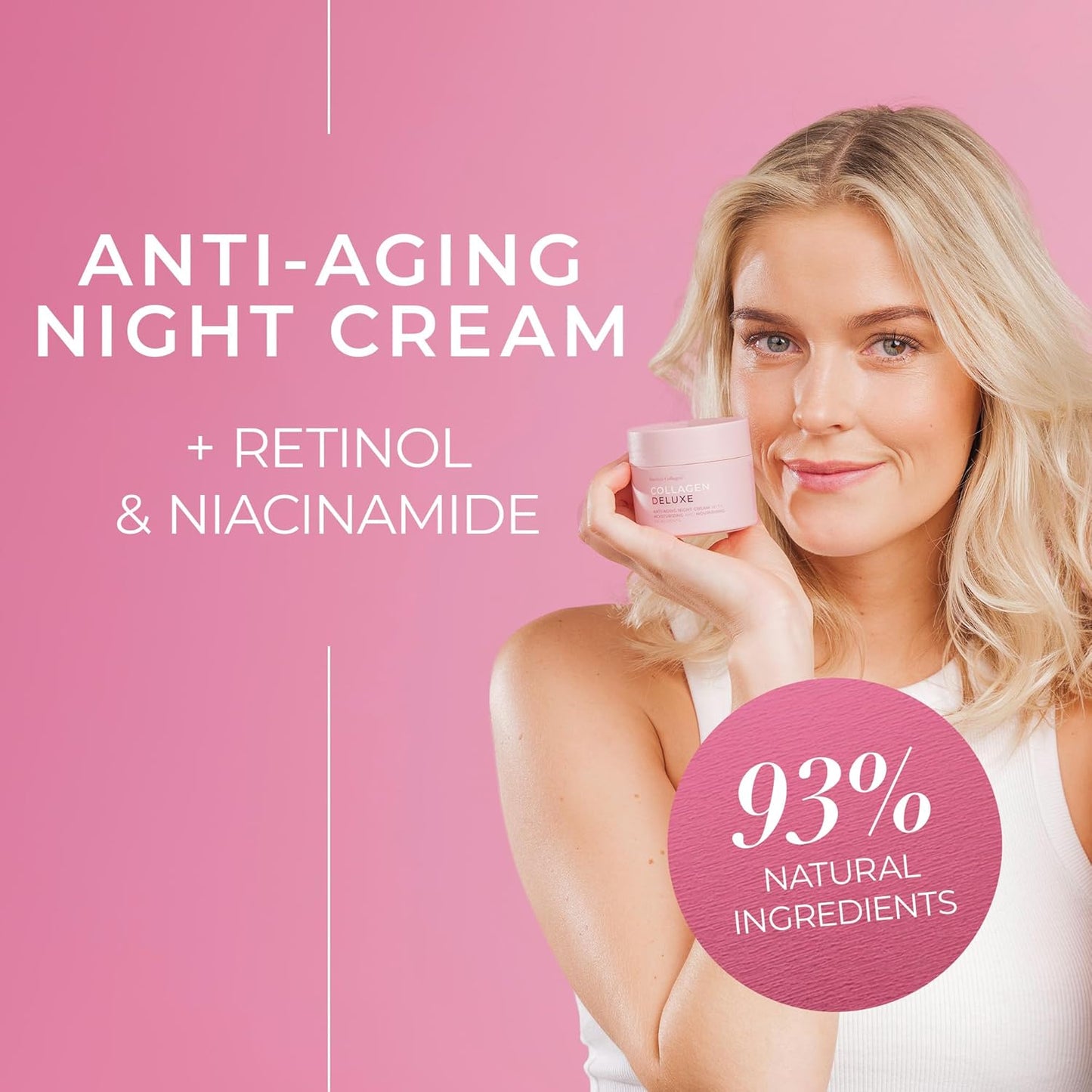 Swedish Collagen Deluxe, 50 ml | Anti-Aging Night Cream with Retinol, Collagen Peptides, Vitamin E and Niacinamide | Skin Treatment and Face Moisturiser for Hydration and Skin Health