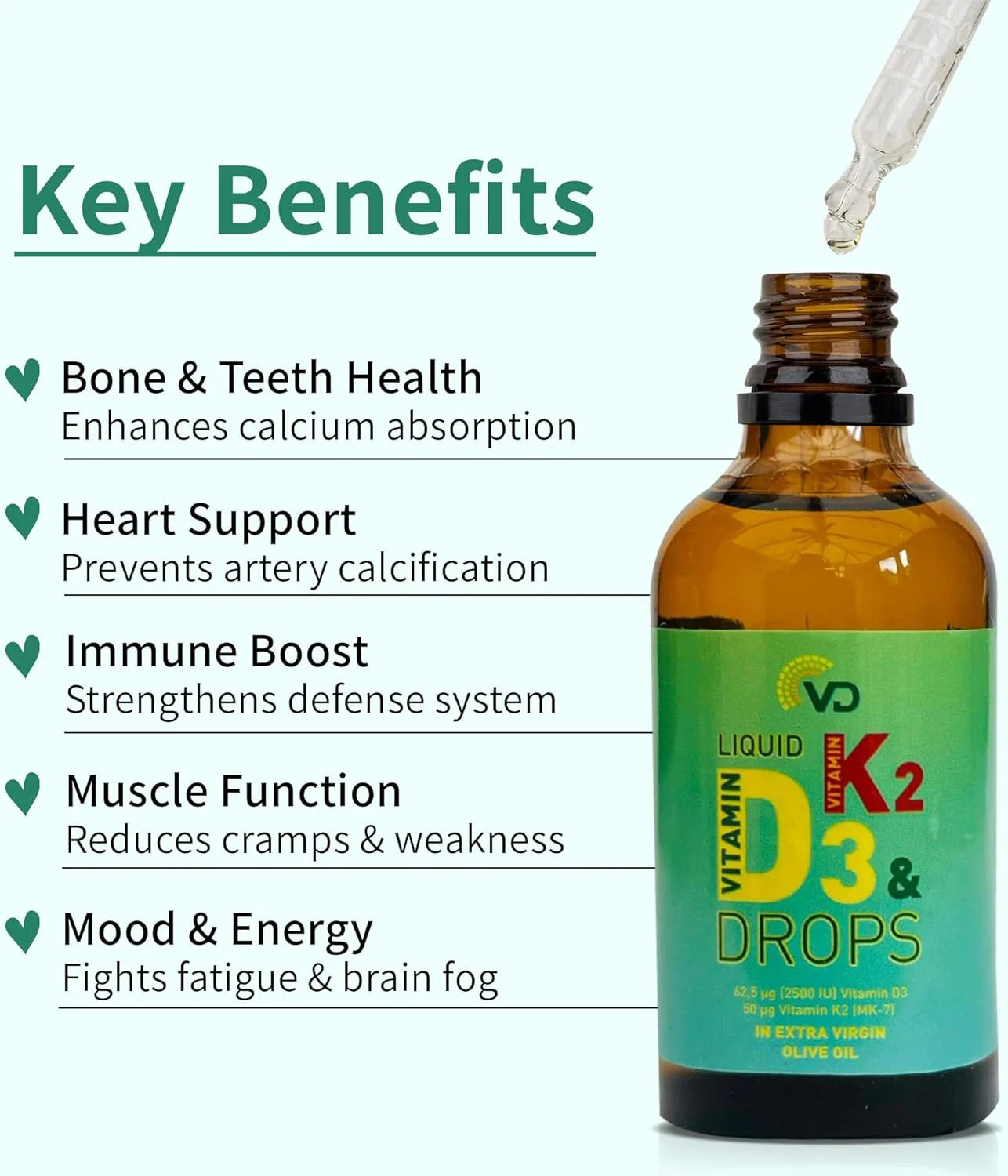 VD Liquid Vitamin D3 2500 IU & K2 MK-7 50 UG (50ml)