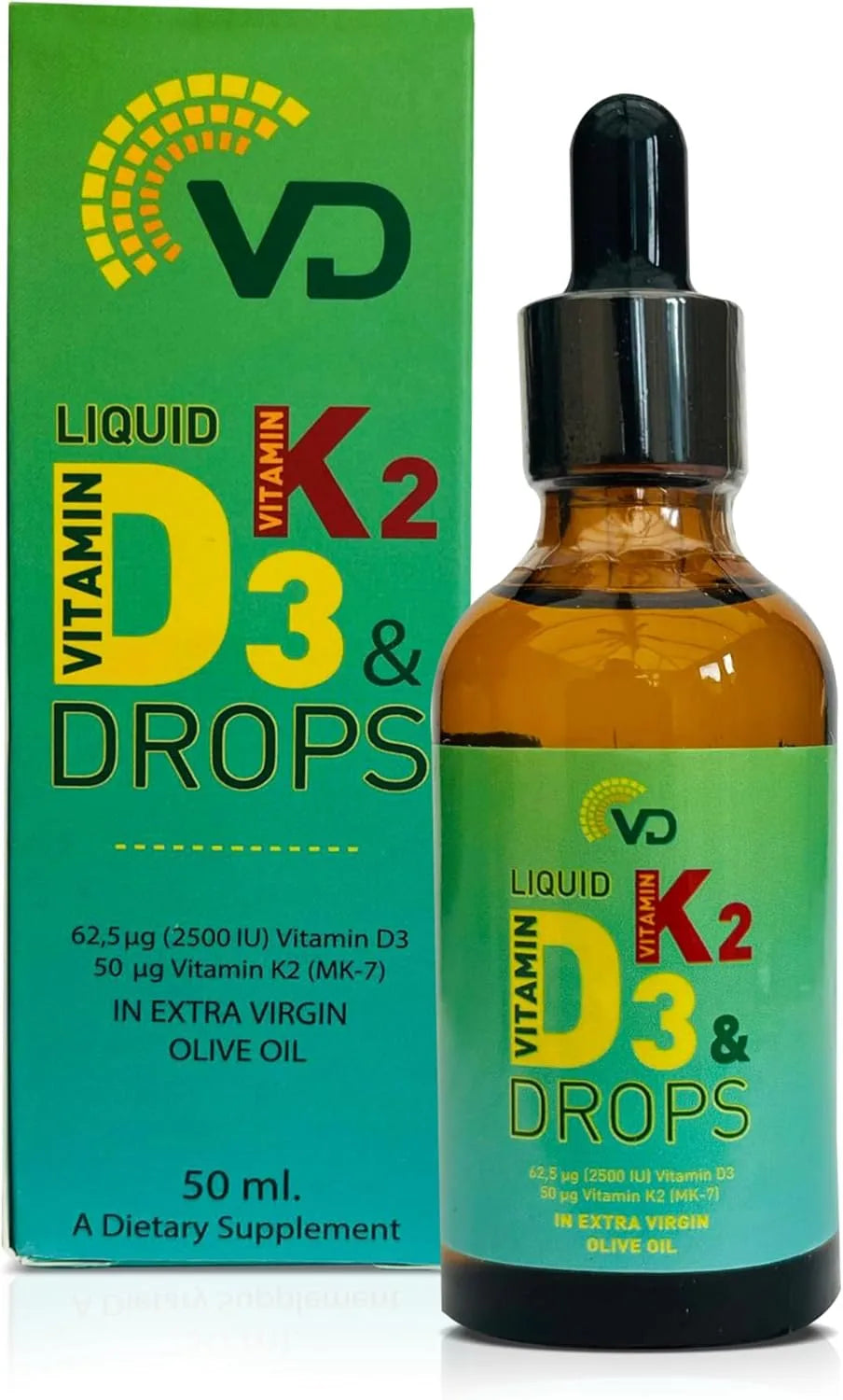 VD Liquid Vitamin D3 2500 IU & K2 MK-7 50 UG (50ml)