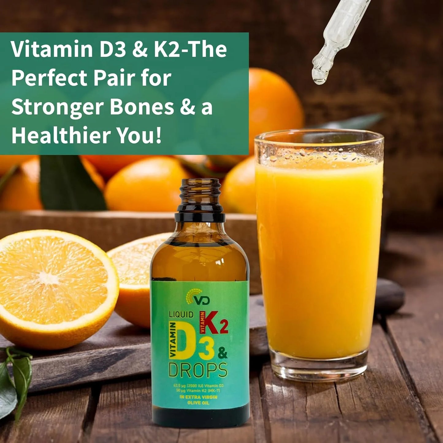VD Liquid Vitamin D3 2500 IU & K2 MK-7 50 UG (50ml)